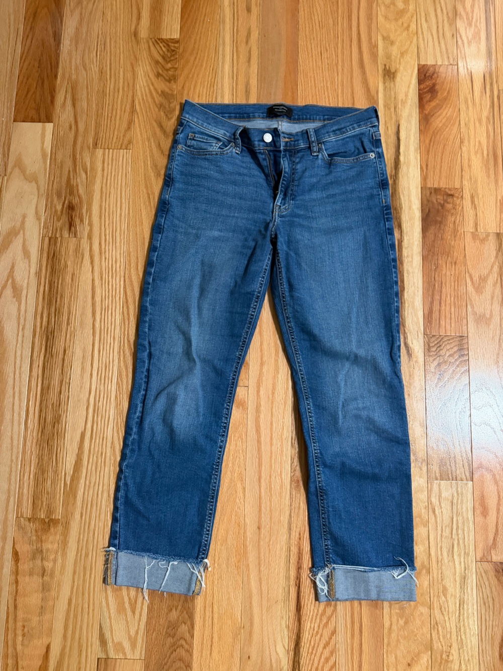Banana Republic Mid-Rise Slim Jeans Size 27/4 Medium Wash Raw Hem